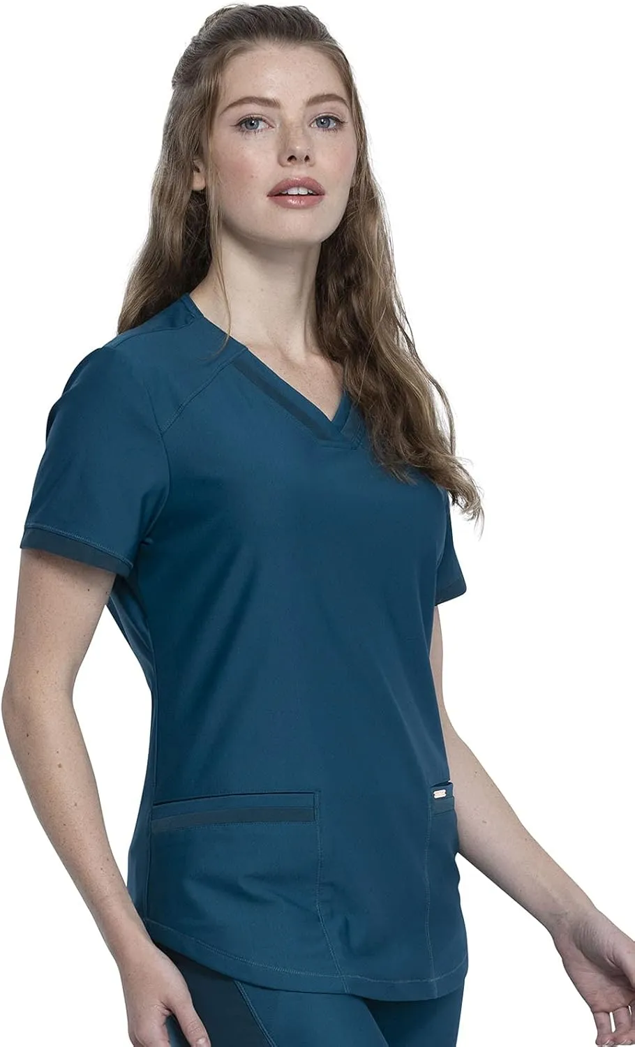 Form Scrubs for Women, Stretchy V-Neck Knit Scrub Top CK840