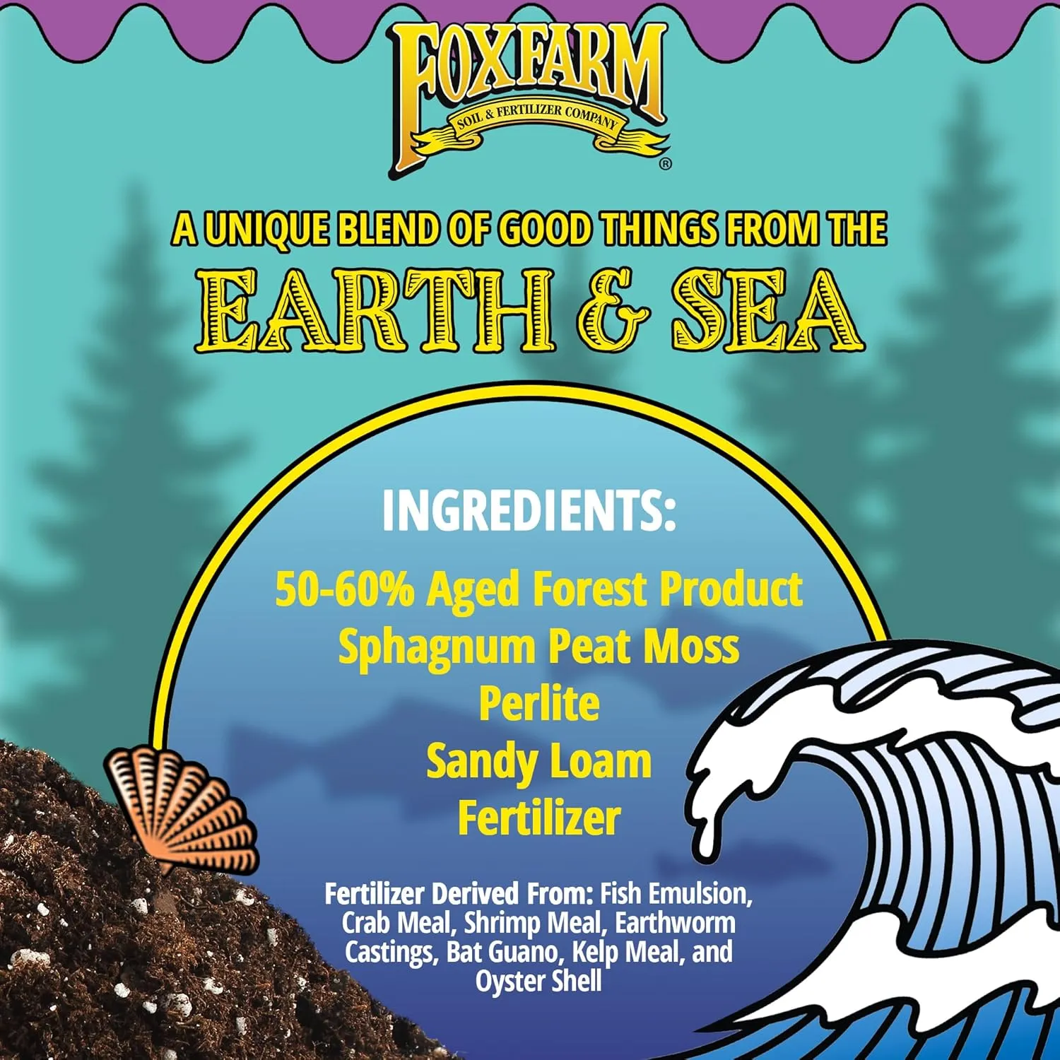 Fox Farm Foxfarm FX14000 Ocean Forest Indoor/Outdoor Garden Potting Soil Bags 6.3-6.8 pH, 1.5 Cubic Feet, 40 pounds for Plants (10 Pack)