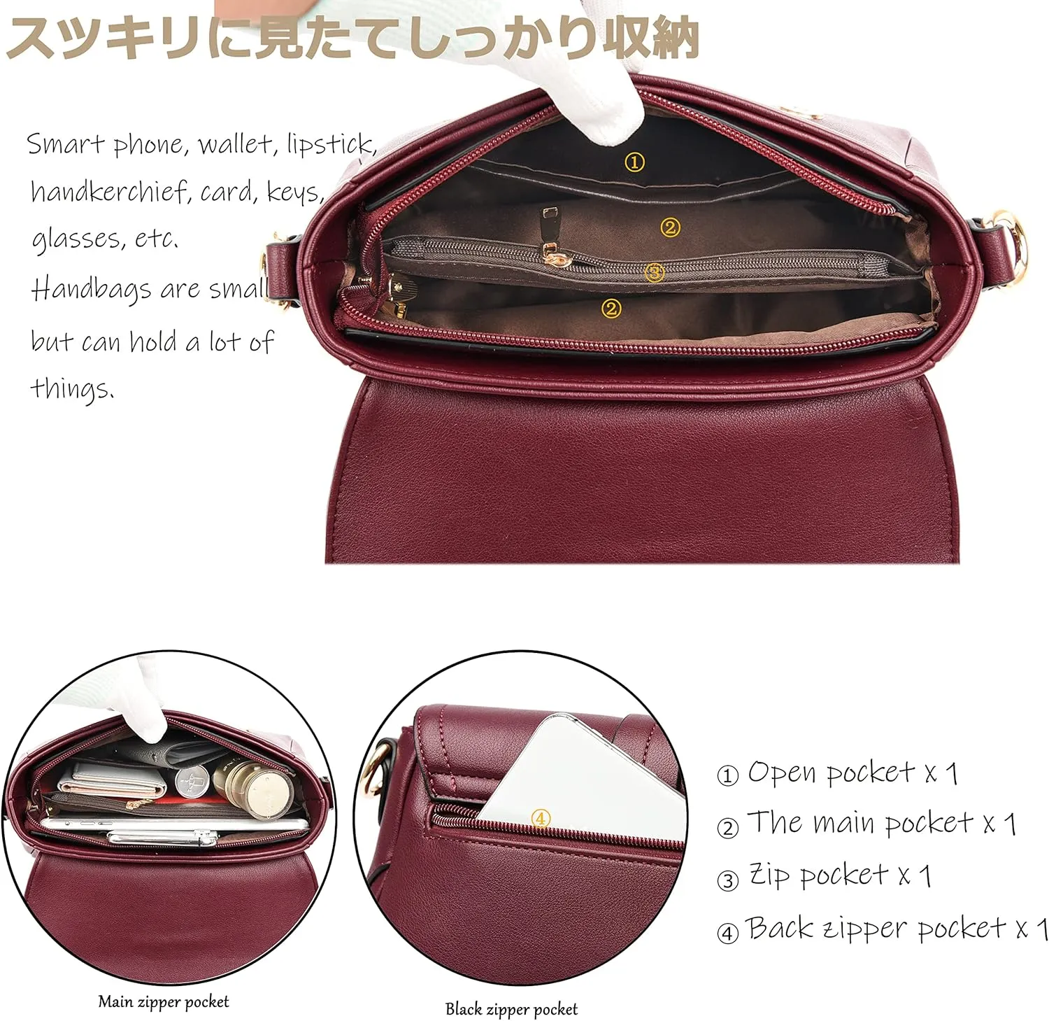 FSD.WG Women Tassel Zipper Pocket Crossbody Bag Shoulder Purse Fashion Travel Bag with Multi Pockets