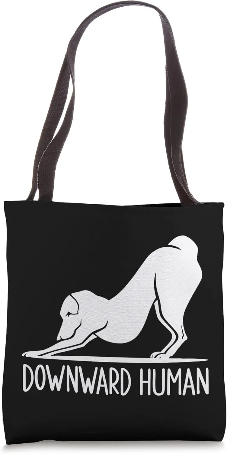 Funny Downward Human Dog Yoga Design Cool Anime Print Tote Bag