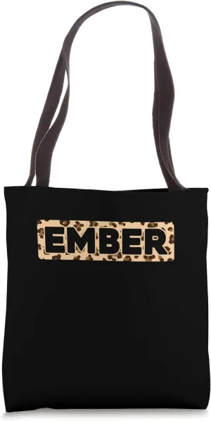 Funny Ember Leopard Print Personalized Name Ember Tote Bag