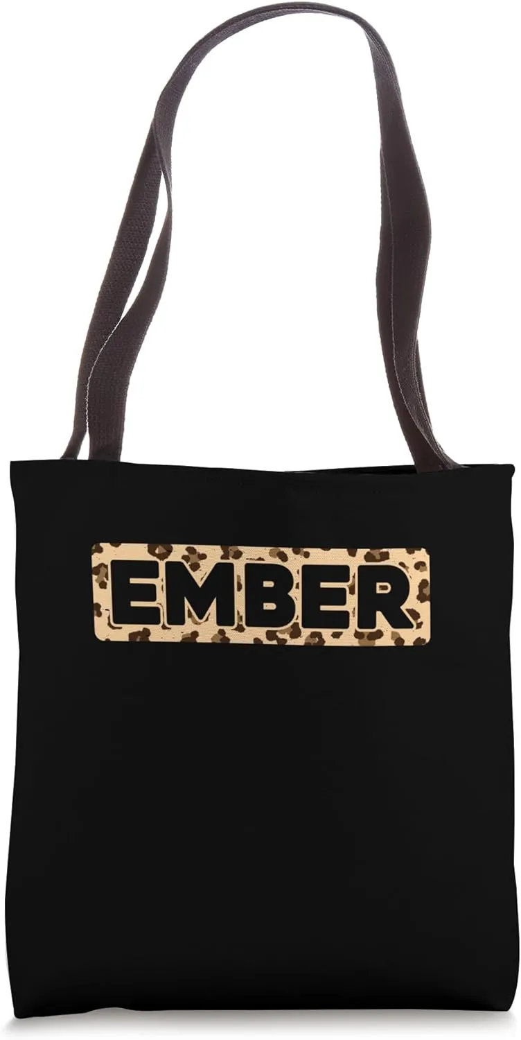 Funny Ember Leopard Print Personalized Name Ember Tote Bag
