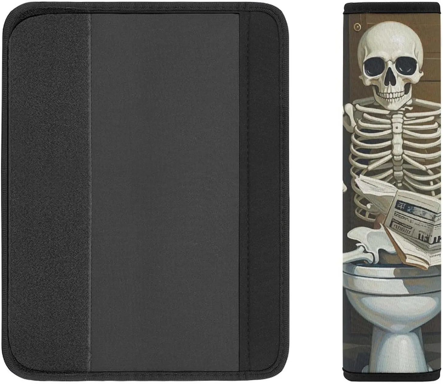Funny Skeleton Bathroom Canvas Auto Seat Belt Cover 2PCS Universal Car Seat Belt Shoulder Protector Pad, Protect Your Shoulders and Neck for Car Seat Belt, Shoulder Bag, Backpack
