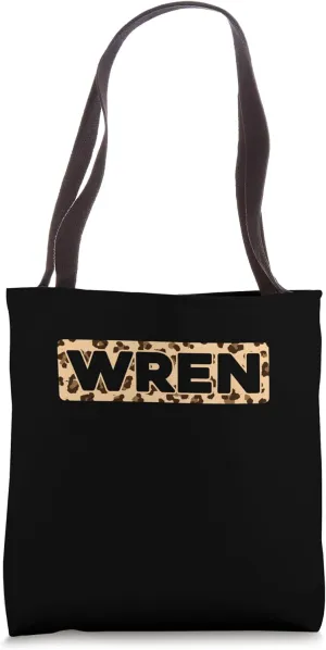 Funny Wren Leopard Print Personalized Name Wren Tote Bag