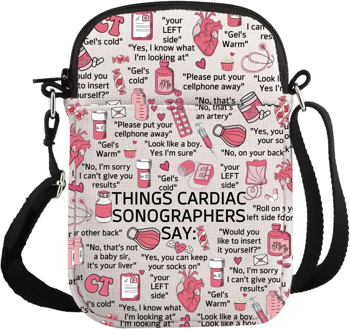 G2TUP Future Cardiac Sonographer Gift Things Cardiac Sonographers Say Crossbody Bag Heart Diseases Travel Bag