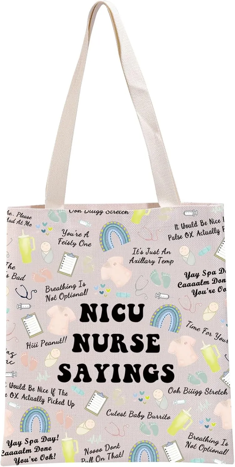 G2TUP Future Nicu Nurse Gift Nurse Sayings Tote Bag Neonatal Nurse Handbag Tiny Human Nurse Gift