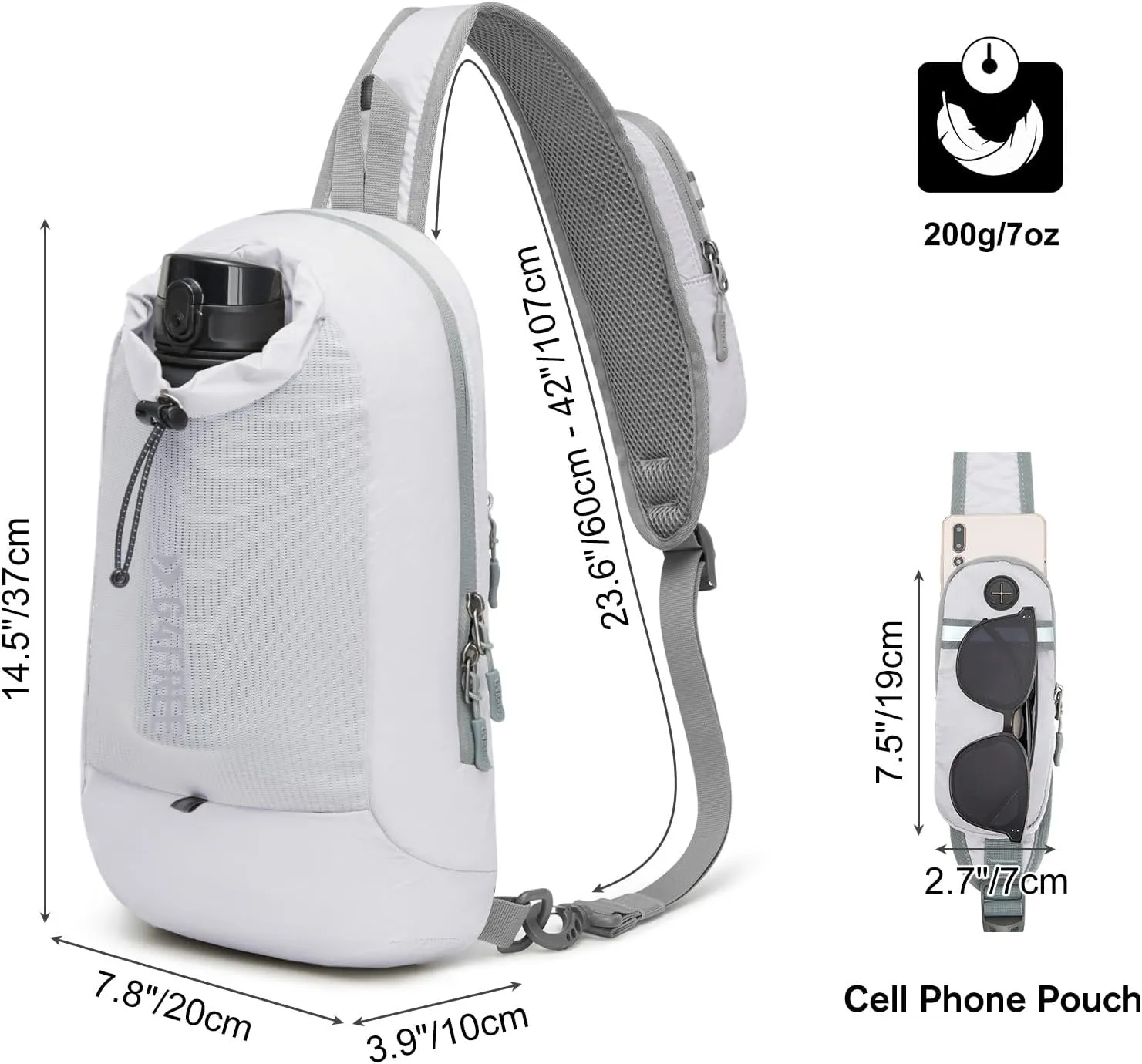G4Free Sling Bag RFID Blocking Lightweight Crossbody Backpack Chest Shoulder Bag for Travel Sports Running Hiking