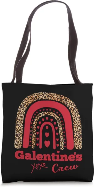 Galentine's Crew Valentine February Hearts Leopard Tote Bag