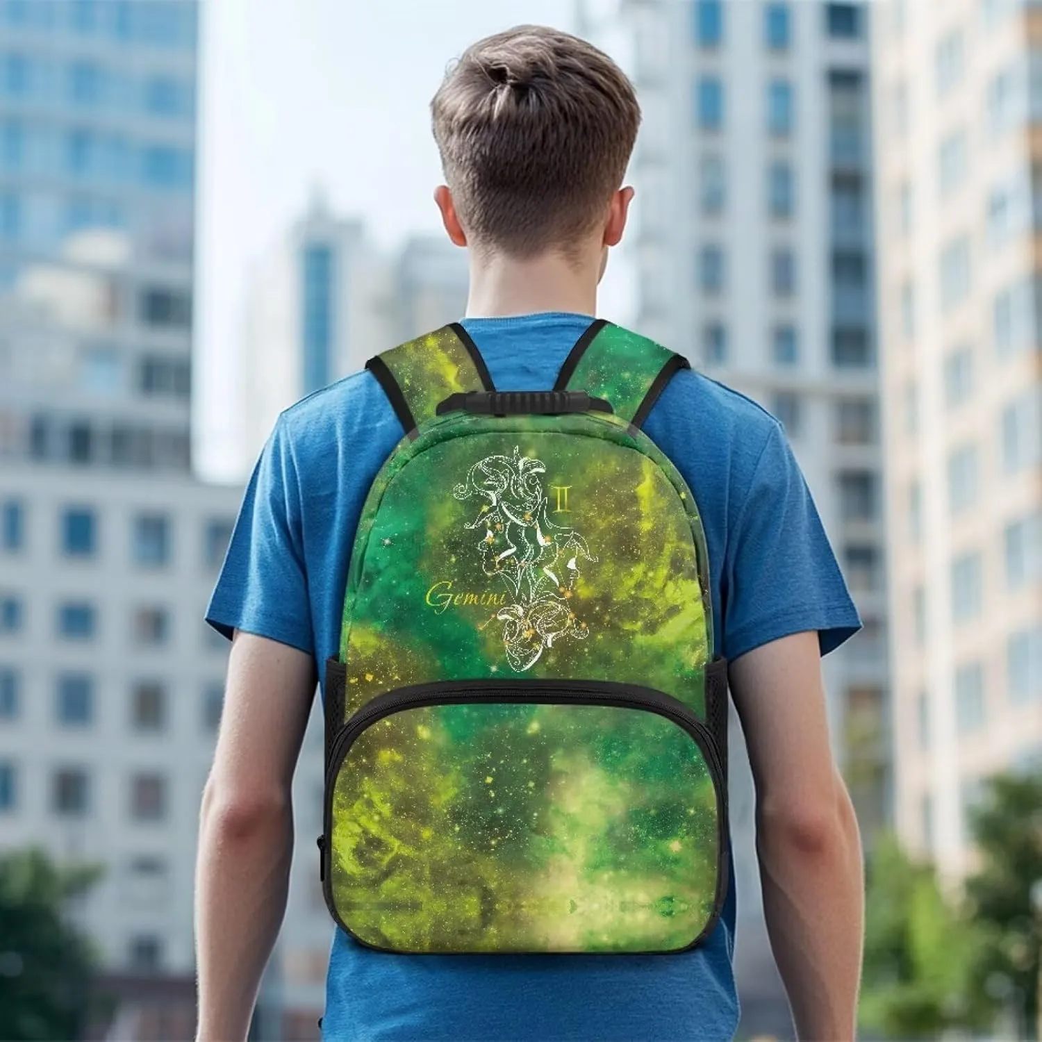 Gemini Hiking Backpack Printed Computer Backpacks for Laptops Ergonomic Shoulder Straps Schoolbag Purse for College School Teens Children