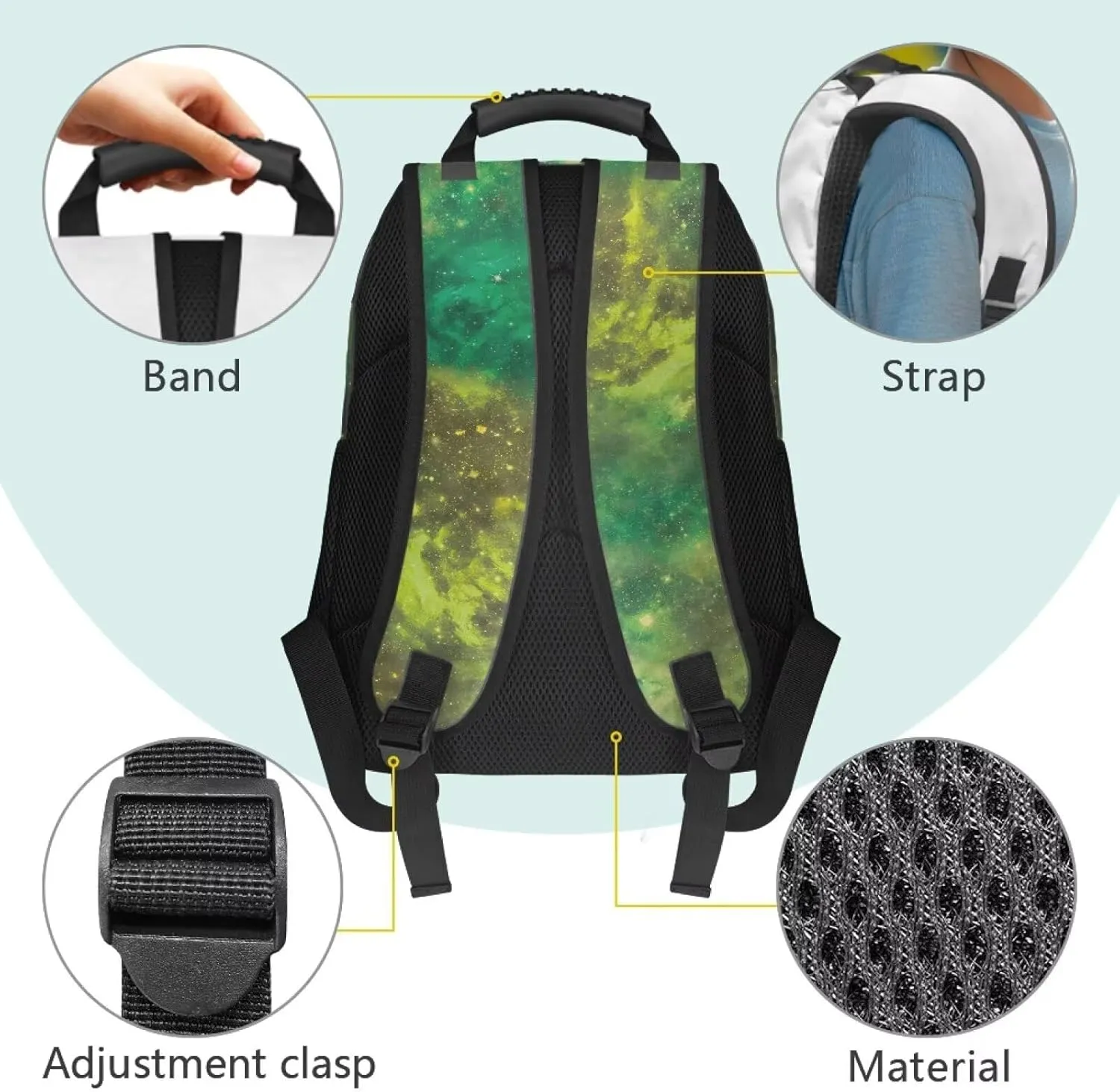 Gemini Hiking Backpack Printed Computer Backpacks for Laptops Ergonomic Shoulder Straps Schoolbag Purse for College School Teens Children