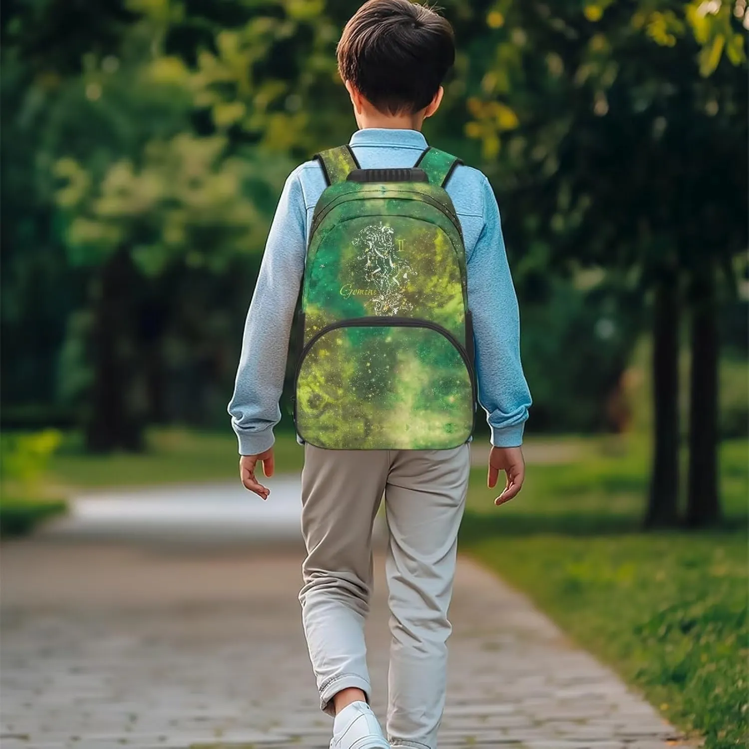 Gemini Hiking Backpack Printed Computer Backpacks for Laptops Ergonomic Shoulder Straps Schoolbag Purse for College School Teens Children