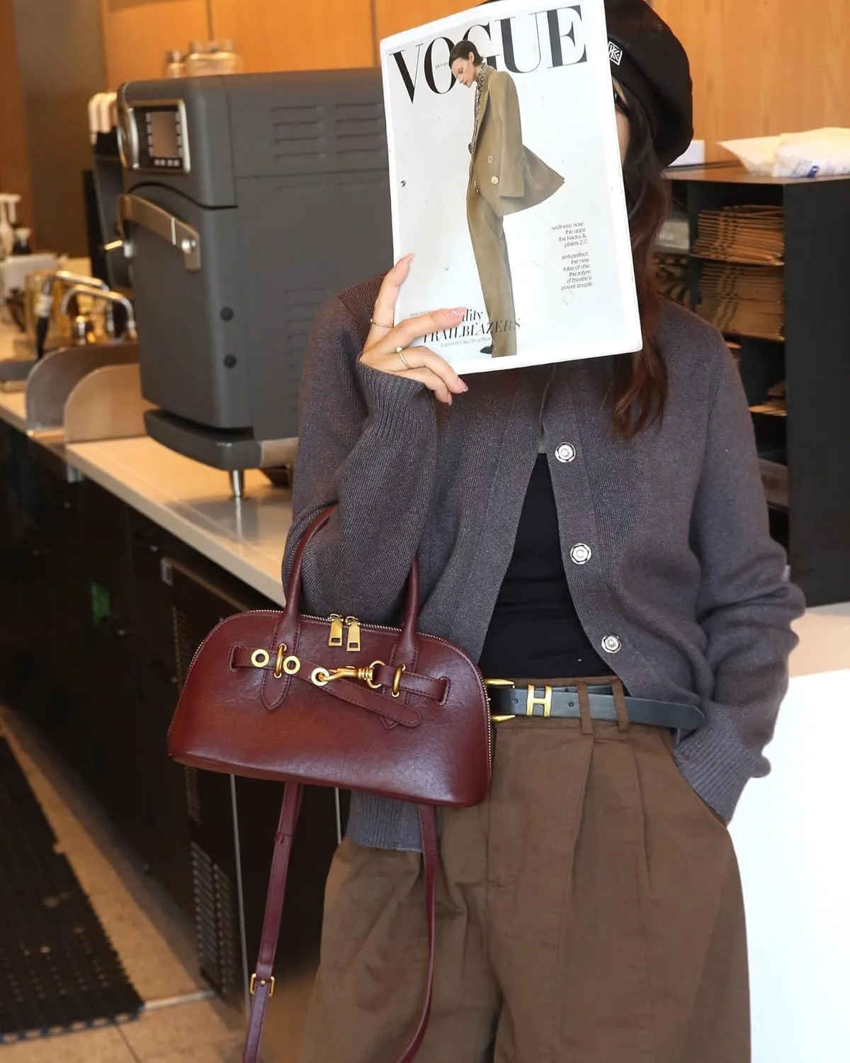 Genuine Leather Crossbody Bag for Women with Top Handle, Small Shoulder Tote Handbag, Designer Satchel Purse for Everyday Use