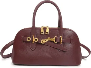 Genuine Leather Crossbody Bag for Women with Top Handle, Small Shoulder Tote Handbag, Designer Satchel Purse for Everyday Use
