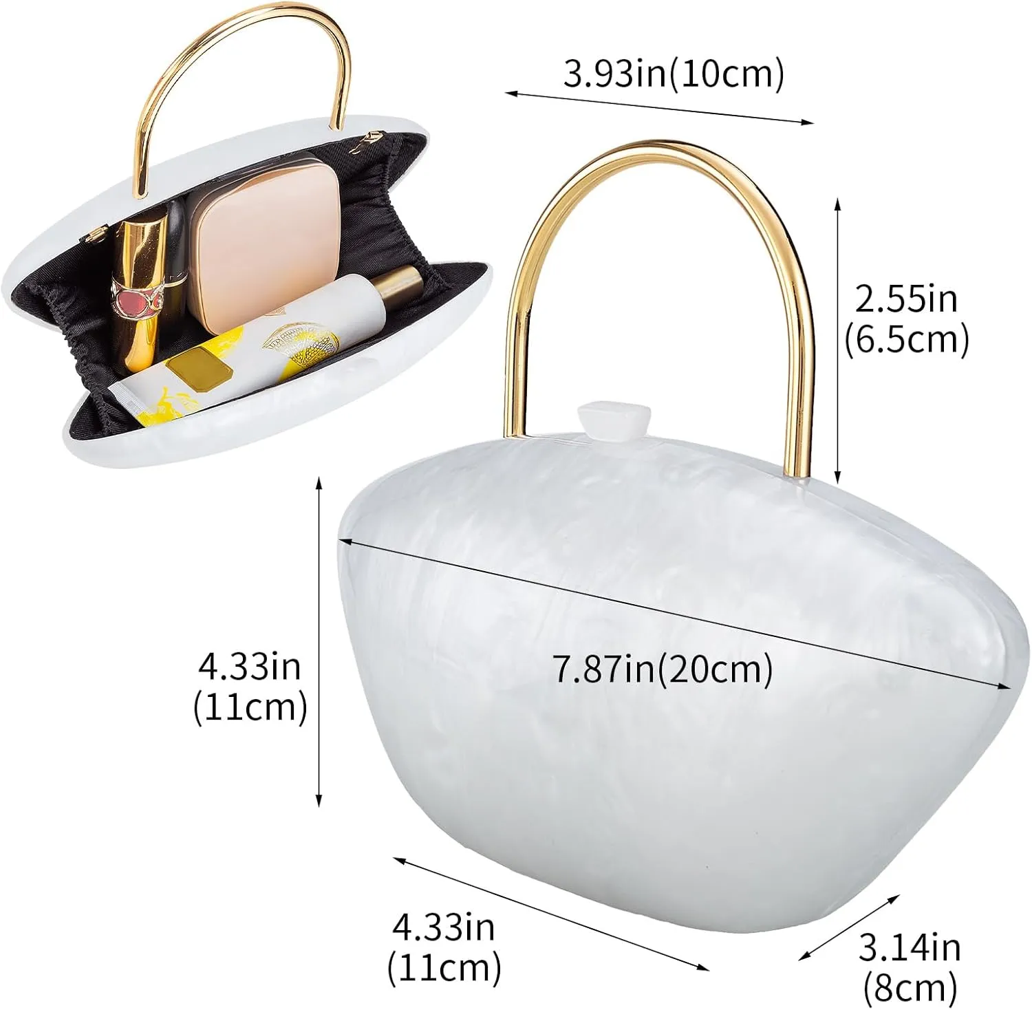 Gets Acrylic Purses and Handbags for Women Shell Shape Shoulder Crossbody Bag with Chain Clutch Purse for Wedding Party