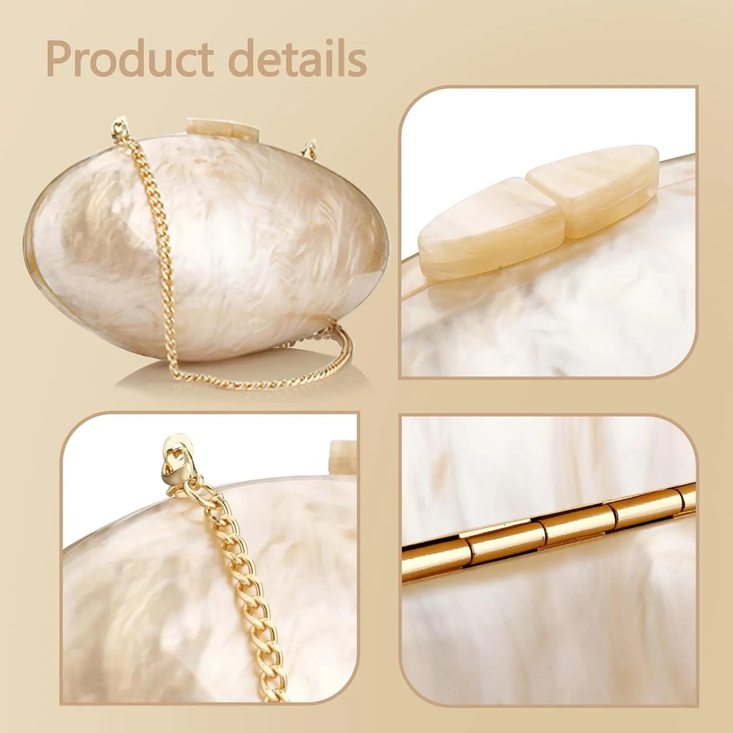 Gets Acrylic Purses and Handbags for Women Shell Shape Shoulder Crossbody Bag with Chain Clutch Purse for Wedding Party