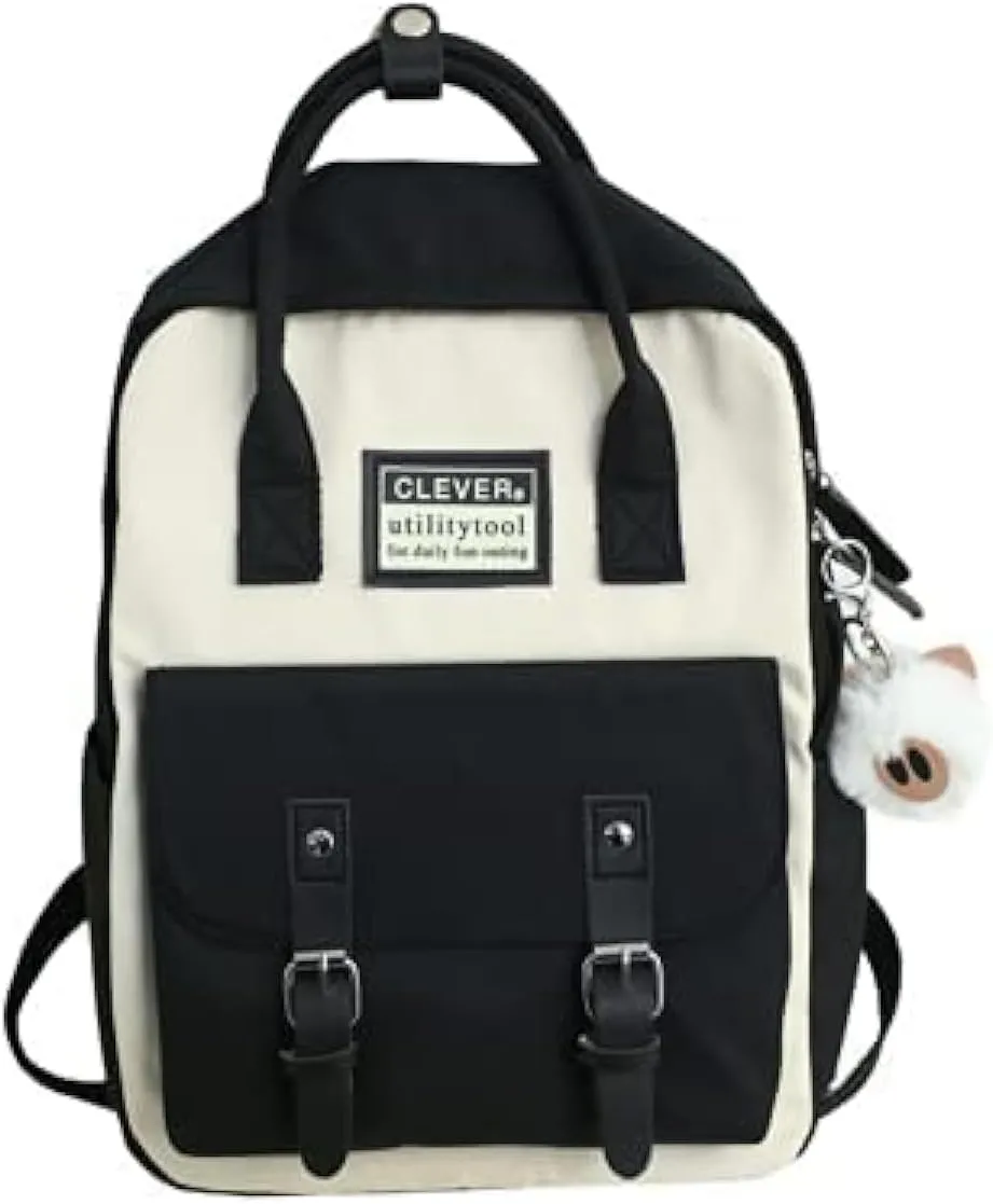 GGOOB Aesthetic Backpack Cute Kawaii Backpack for School Backpack Cute Aesthetic (black)