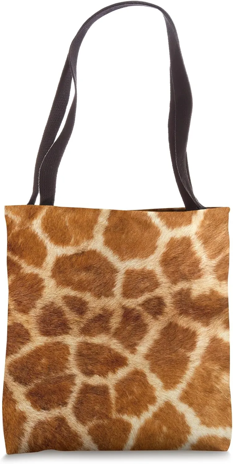 Giraffe Animal Print Pattern Tan and Orange Tote Bag