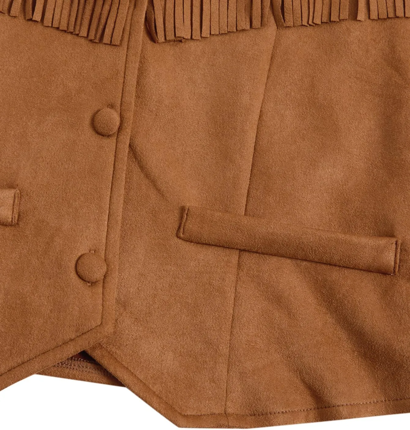 Girl's Tassels Sleeveless Vest 70s Hippie Faux Suede Boho Western Cowgirl Fringe Jacket Cardigan
