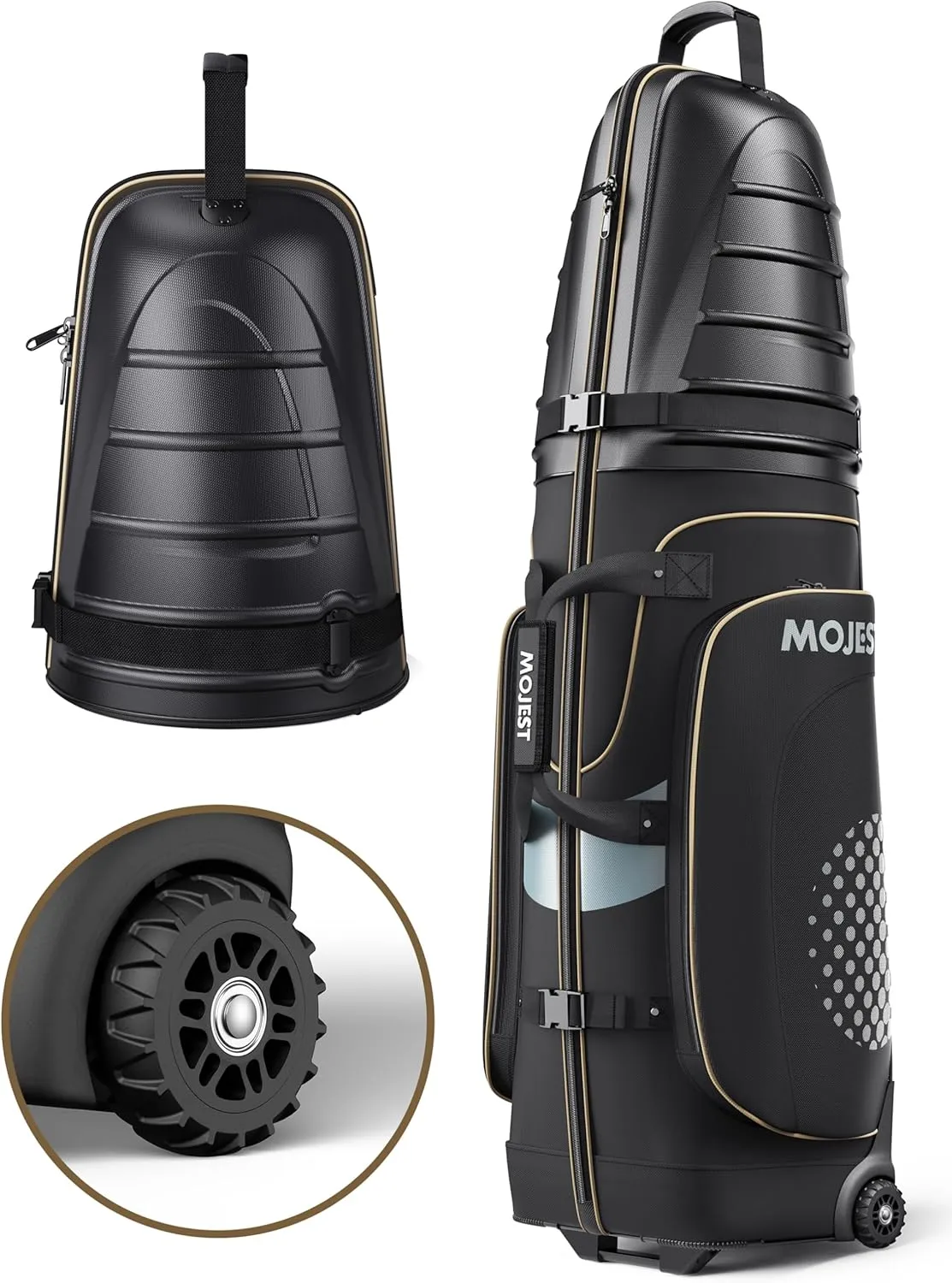 Golf Travel Bags for Airlines with Wheels, Hard Case Top and 1680D Heavy Duty Oxford Protect Golf Clubs, Lightweight and Easy to Maneuver