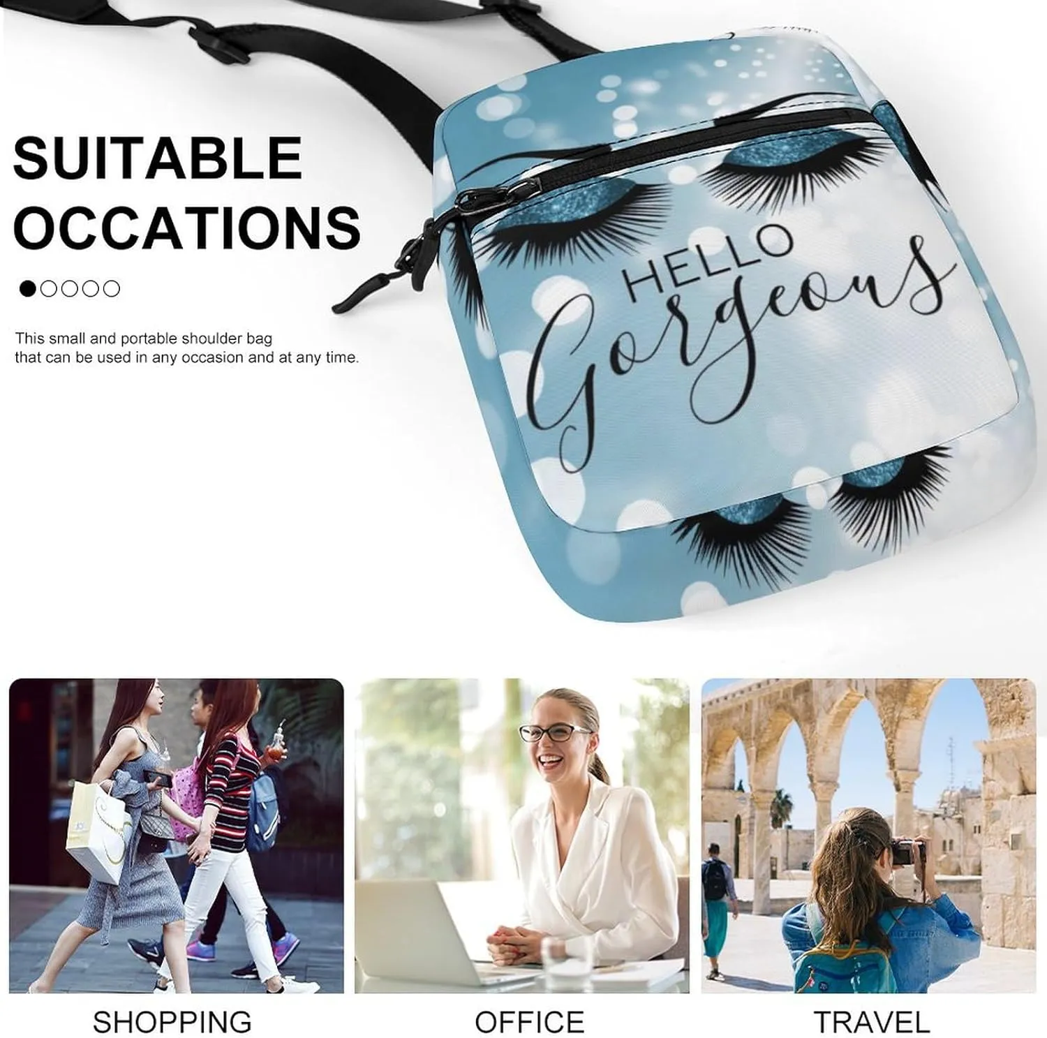 Gorgeous Blue Eyes Crossbody Bag Small Shoulder Bag Waterproof, Lightweight And Convenient