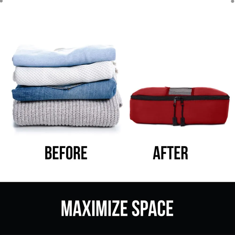 GORILLA GRIP Packing Cubes, Travel Essentials for Suitcase, Mesh Organizer Bags for Clothes Toiletries Shoes and Laundry, Luggage and Carry On Airplane Accessories, Traveling Must Haves, 3 Set Red