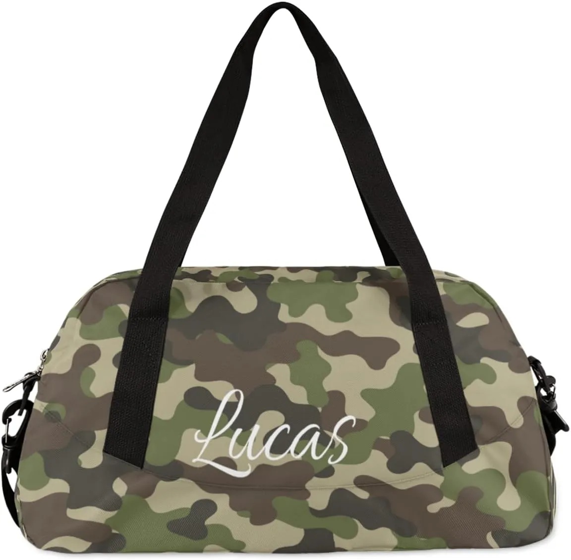 Green Camouflage camo Custom Name Kids Duffel Bags Personalized Customized Sports Gym Bag Girls Dance Bag Tote Overnight Weekender Sleepover Carry On Travel Bag for Boys Girls