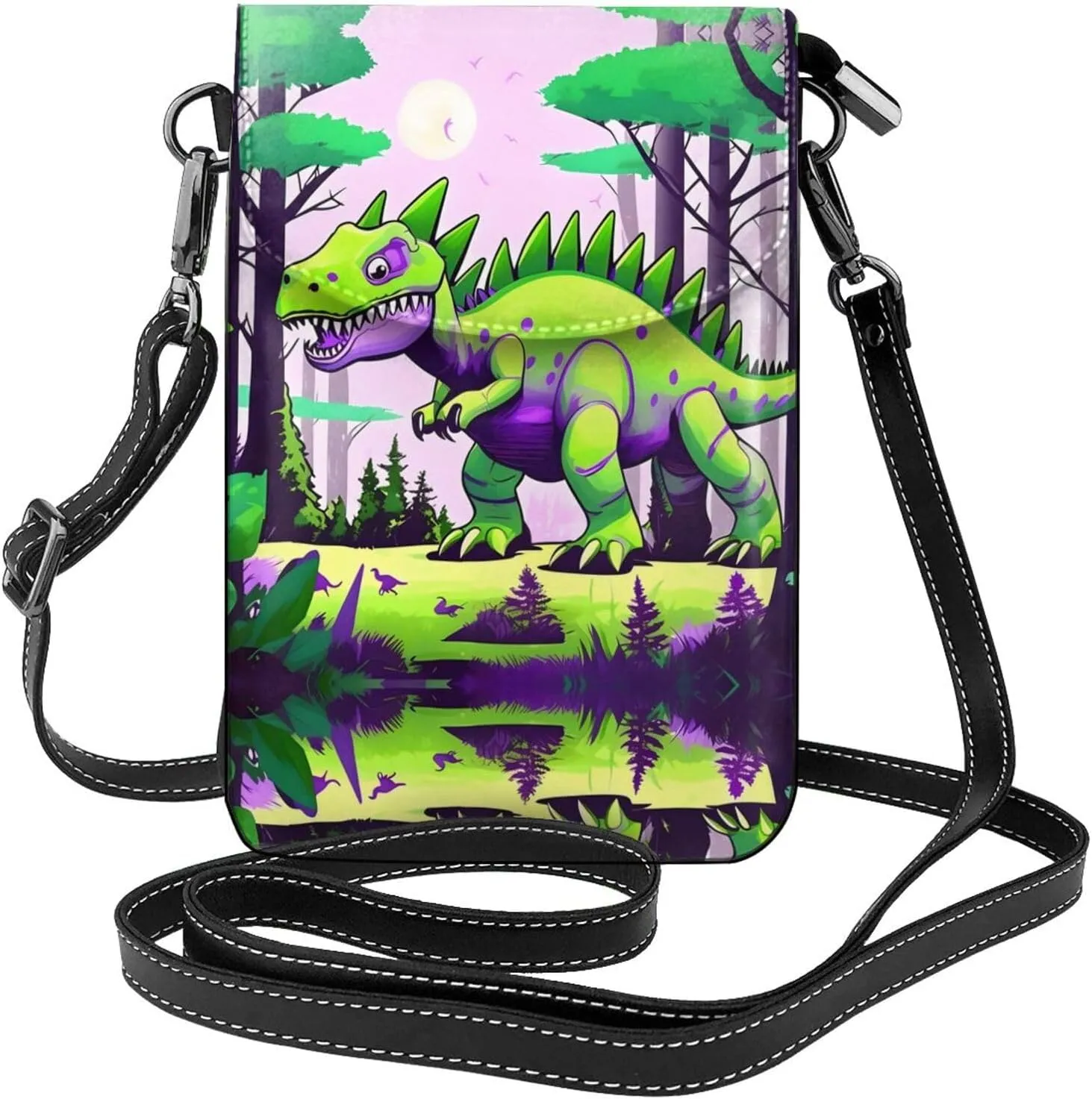Green dinosaur Women's crossbody bag, crossbody phone bag, tassel wallet with shoulder strap, best gift for women.