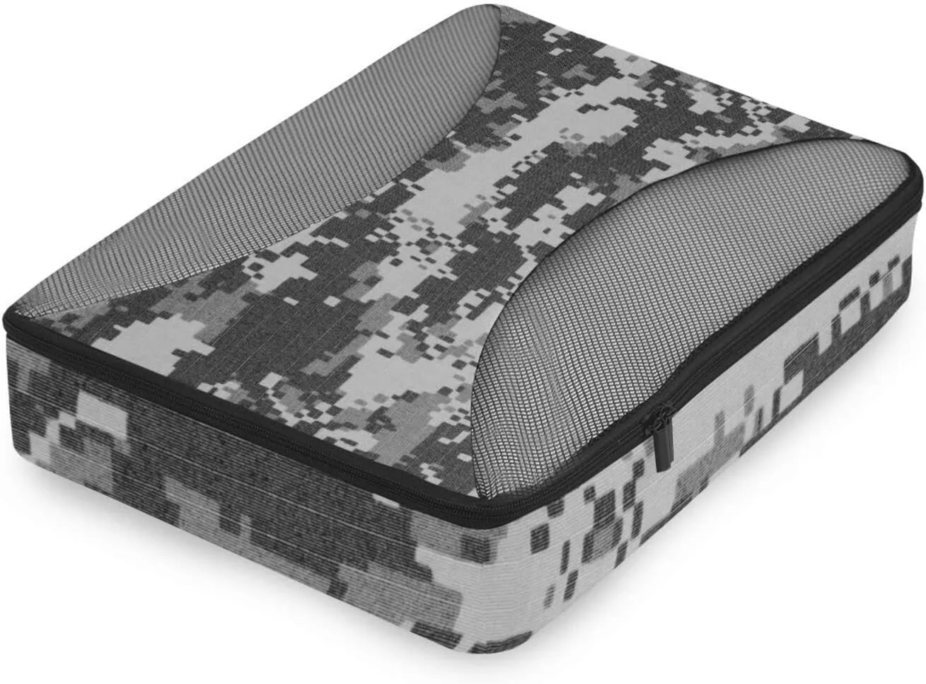 Grey Black Digital Camouflage Fabric Texture Background 4 PCs Set Packing Bags, Luggage Organizer Bag, Portable Cube Toiletry bag, Durable Travel Cosmetic Storage Bag for Men Women