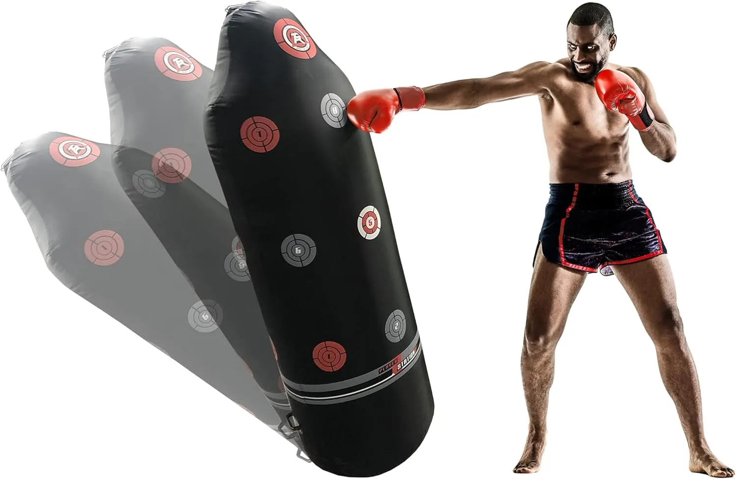 Ground & Pound Heavy Duty Rebound Workout Bag for Adults & Kids - 69" Tall, Black with Red Targets - 70lbs. for Kickboxing, Punching, Kicking