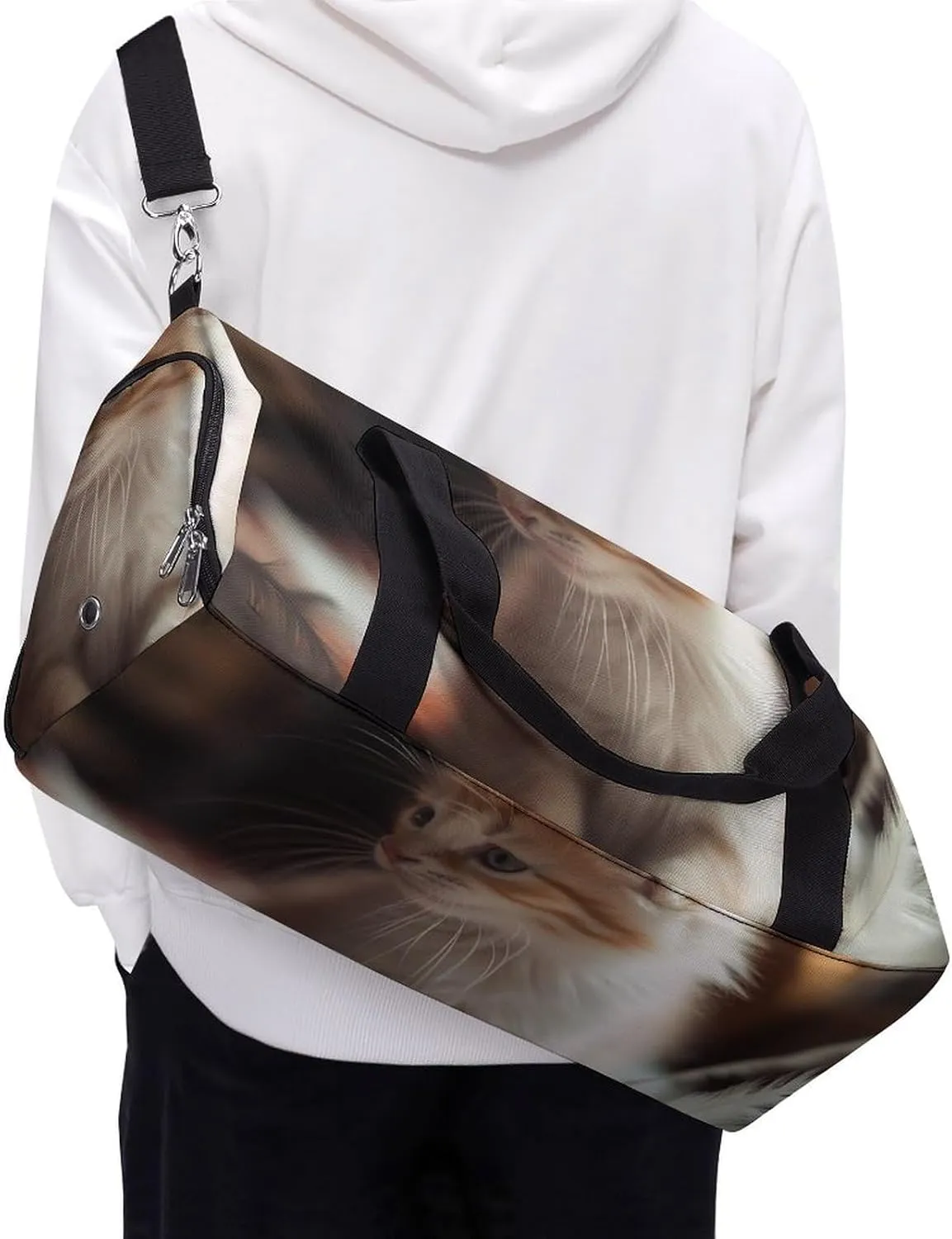 Gym Bag Soft And Cute Cat Duffel Bag for Men Women Travel Overnight Bag with Shoe Compartment Workout Bags