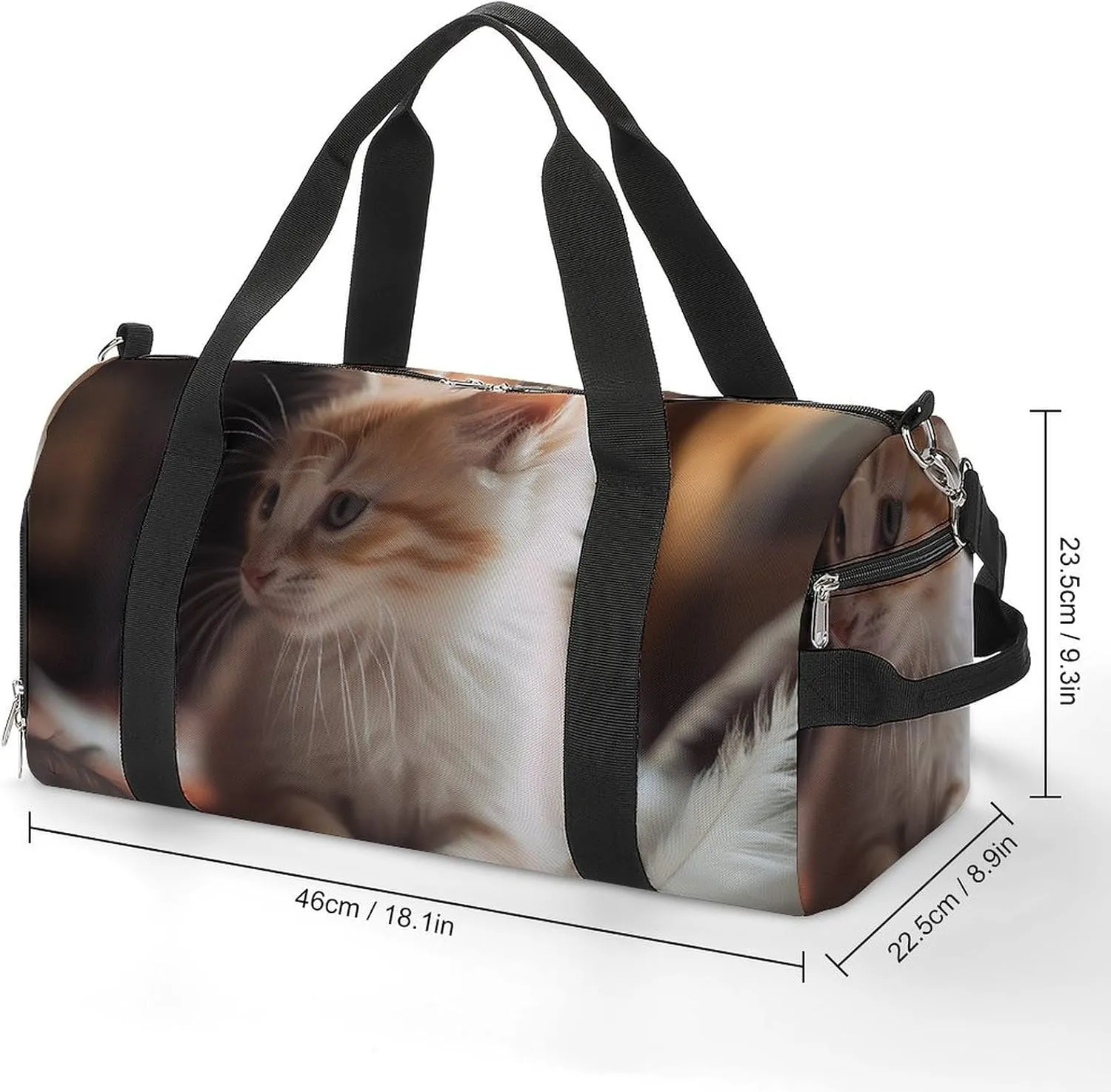 Gym Bag Soft And Cute Cat Duffel Bag for Men Women Travel Overnight Bag with Shoe Compartment Workout Bags