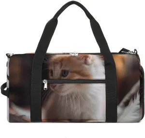 Gym Bag Soft And Cute Cat Duffel Bag for Men Women Travel Overnight Bag with Shoe Compartment Workout Bags