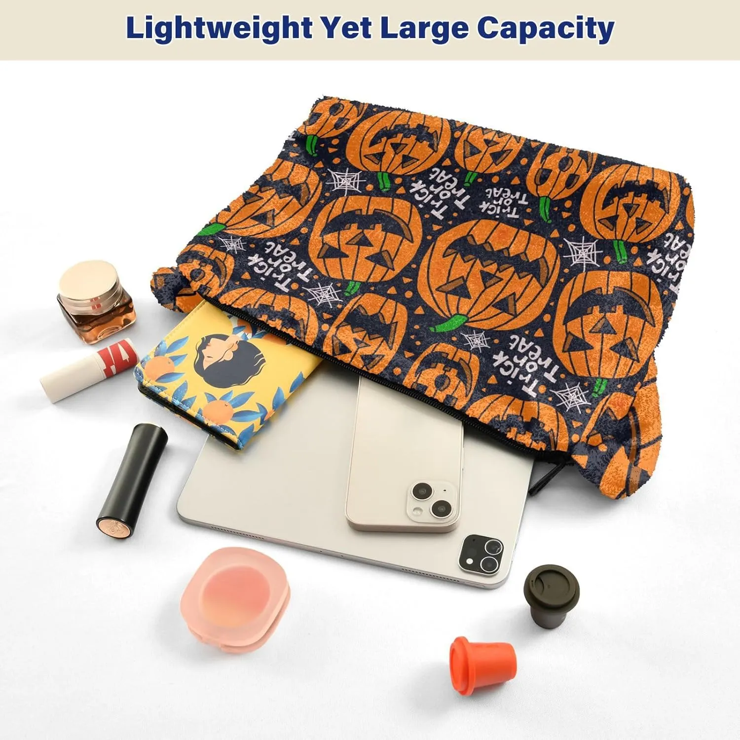 Halloween Objects Cute Black Cat Sits Women Plush Shoulder Bag, Shoulder Bags for Women, Autumn Handbags