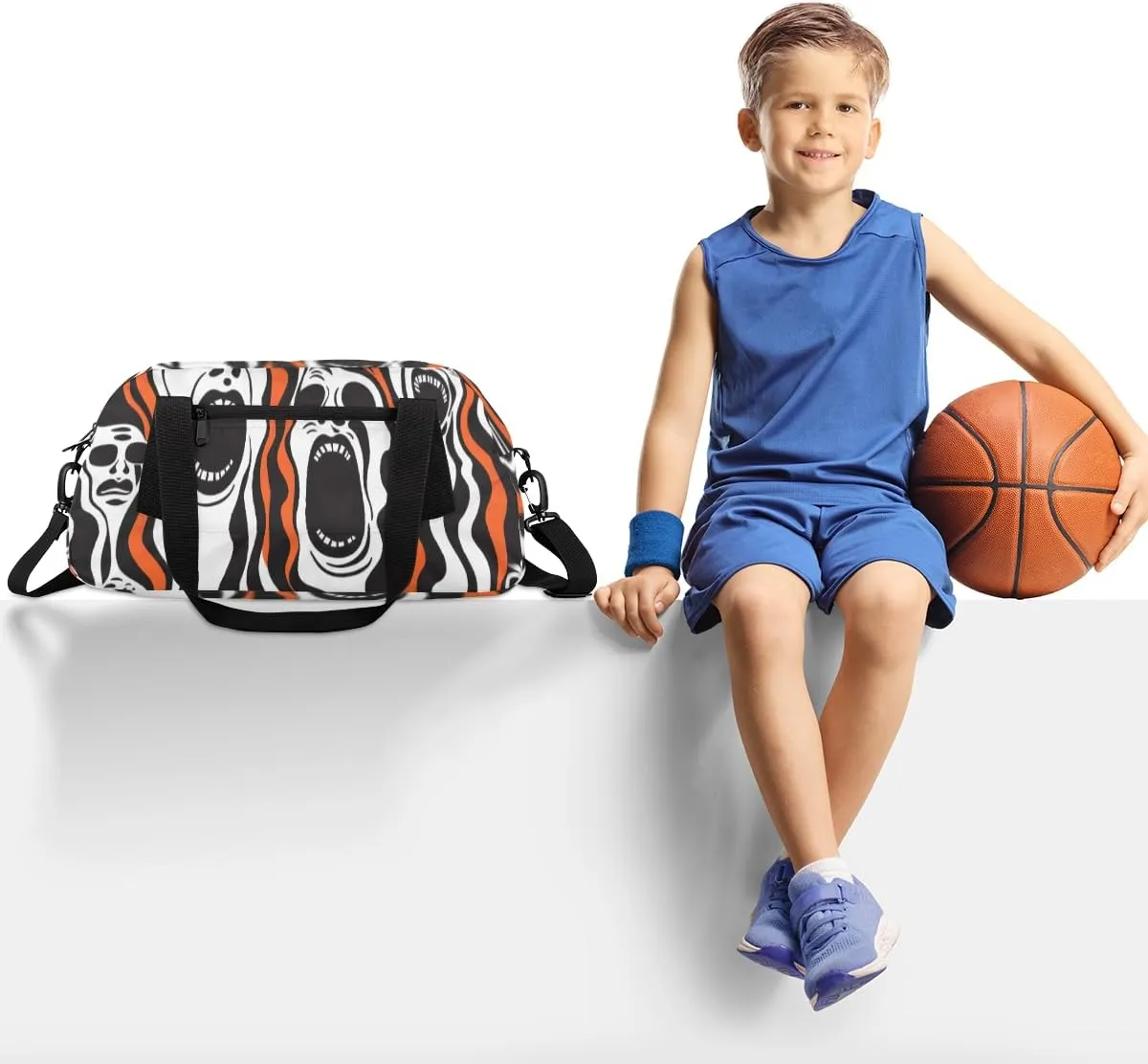 Halloween Scary Kids Duffle Bag Boys Girls Small Sport Dance Gym Bag for Overnight Travel Weekender Carry On