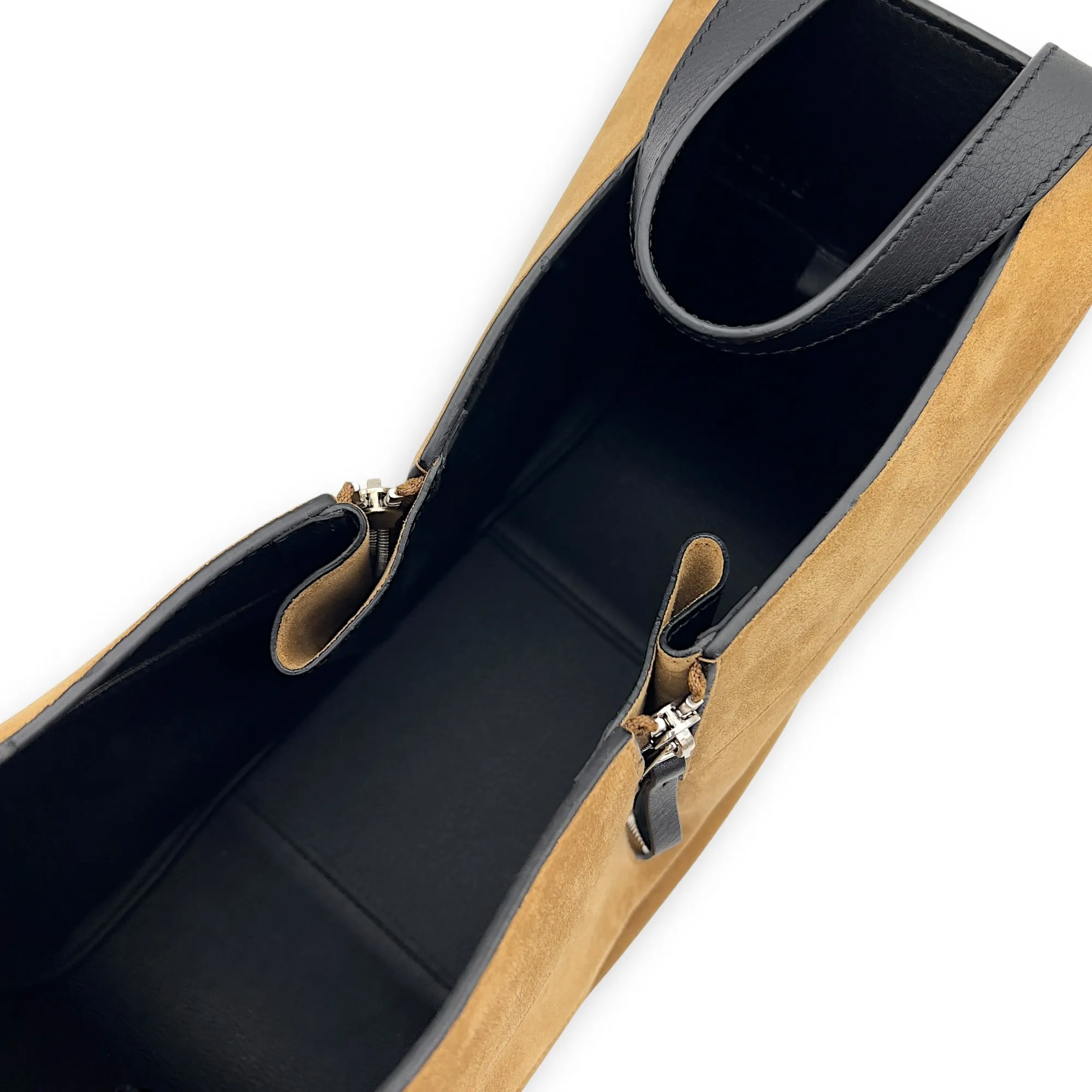 Hammock Small Brown Shoulder Bag in Suede Leather, Silver hardware