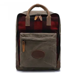 Handmade Vintage Zipper Waxed Canvas Leather Men’s Travel Backpack