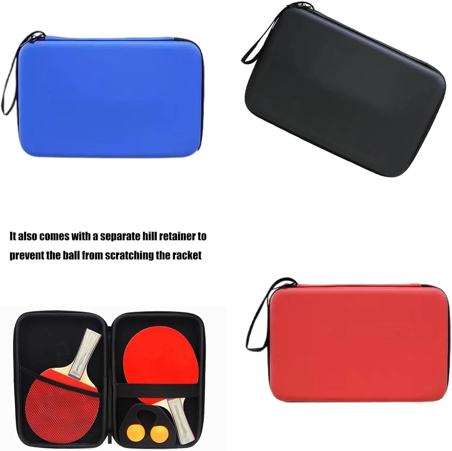 Hard Table Tennis Rackets Bag Square Pingpong Paddle Storage Bag Enduring Waterproofs Zippers Handbag Holds 2 Rackets