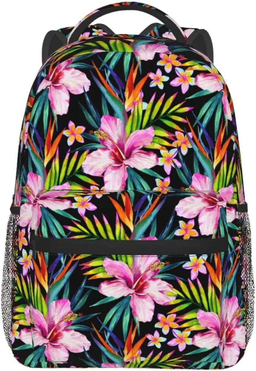 Hawaii Hawaiian Flowers Floral Backpack Casual Camping Travel Backpacks Lightweight Daypack Bag Women Men Bookbag