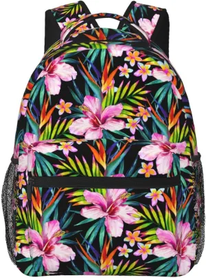 Hawaii Hawaiian Flowers Floral Backpack Casual Camping Travel Backpacks Lightweight Daypack Bag Women Men Bookbag