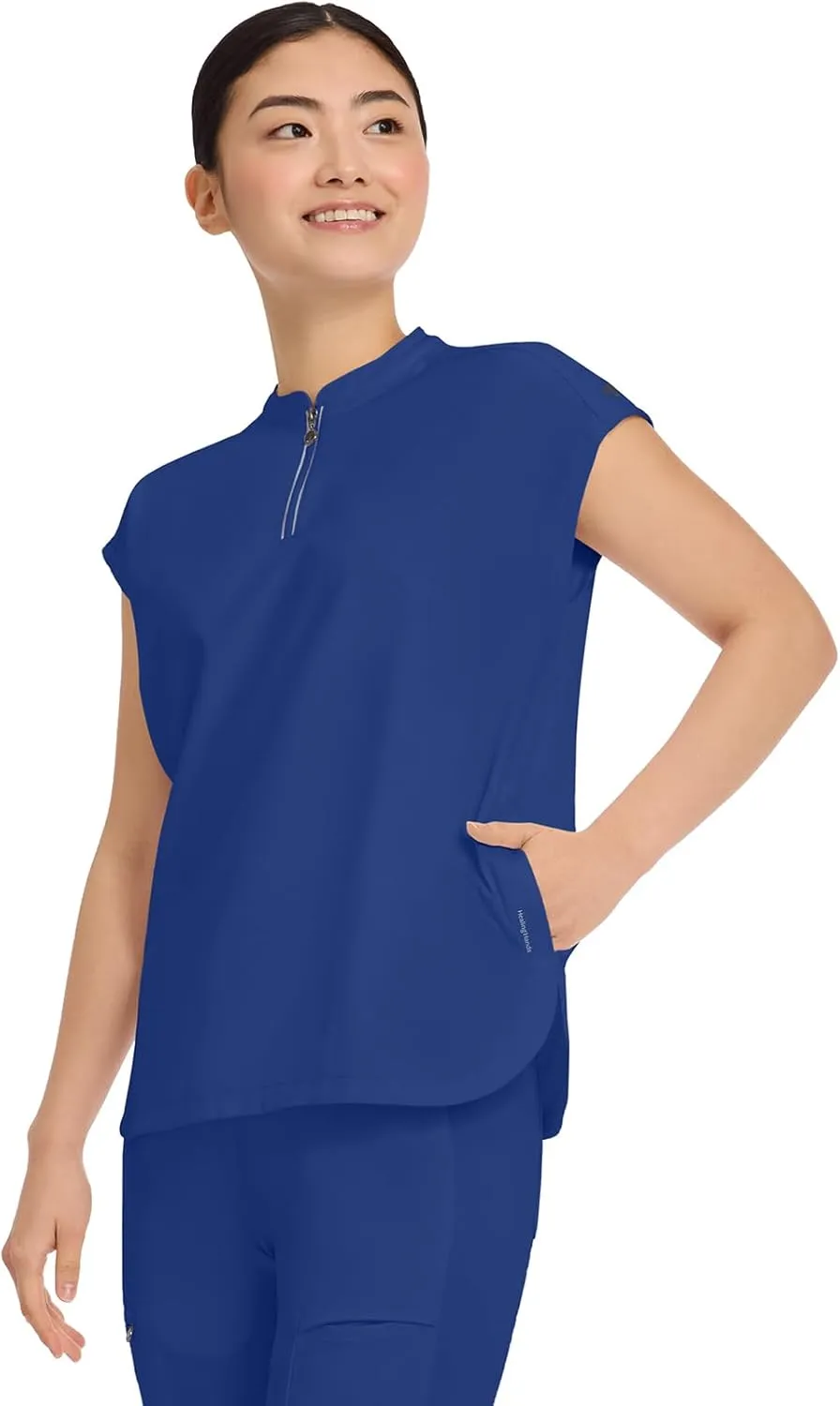 Healing Hands Women Medical Scrub Top Sandy Top with 2 Pockets, Moisture Wicking, 360° Stretch and Recycled Fiber - 2286
