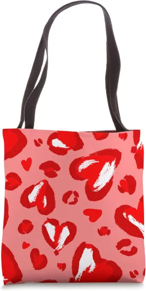 heart shape leopard print red Tote Bag