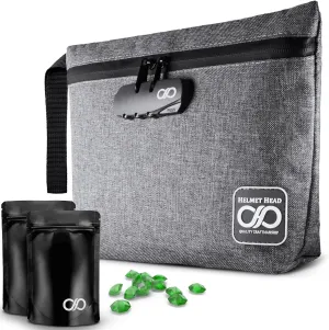 HELMET HEAD Smell Proof Bag with Lock, Odor Proof Bags for Herbs & Tools, Extra Bags Included (Gray)