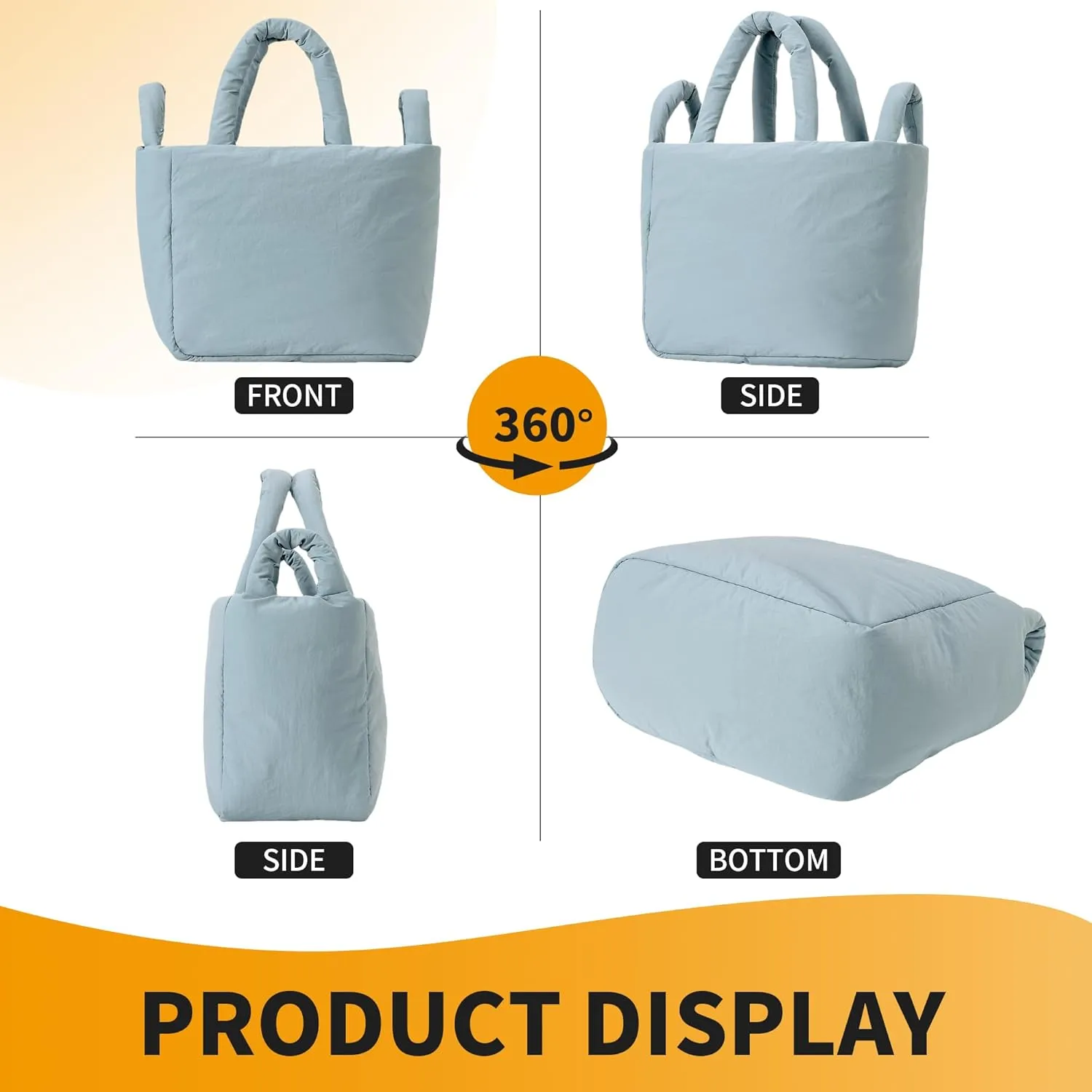 Herald Soft Puffer Tote Bag for Women, Lightweight Puffy Shoulder Purse Satchel Top-Handle Handbag with Adjustable Strap