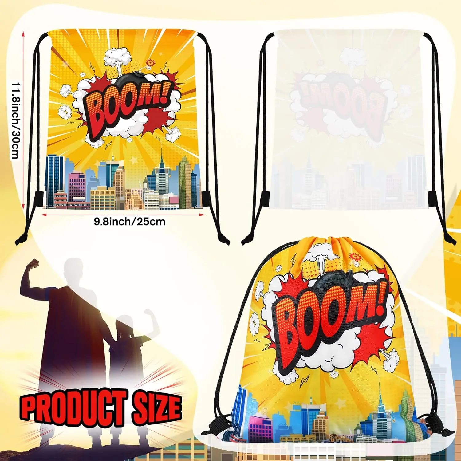 Hero Party Favors Bags Comic Heroes Drawstring Backpacks Goodie Candy Gift Bags for Birthday Party Supplies(18 Pcs)