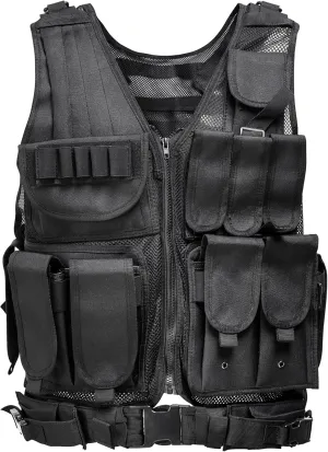 Himal Outdoors Tactical Vest, 600D Encrypted Polyester Adjustable Lightweight Airsoft Vest for Playing or Training