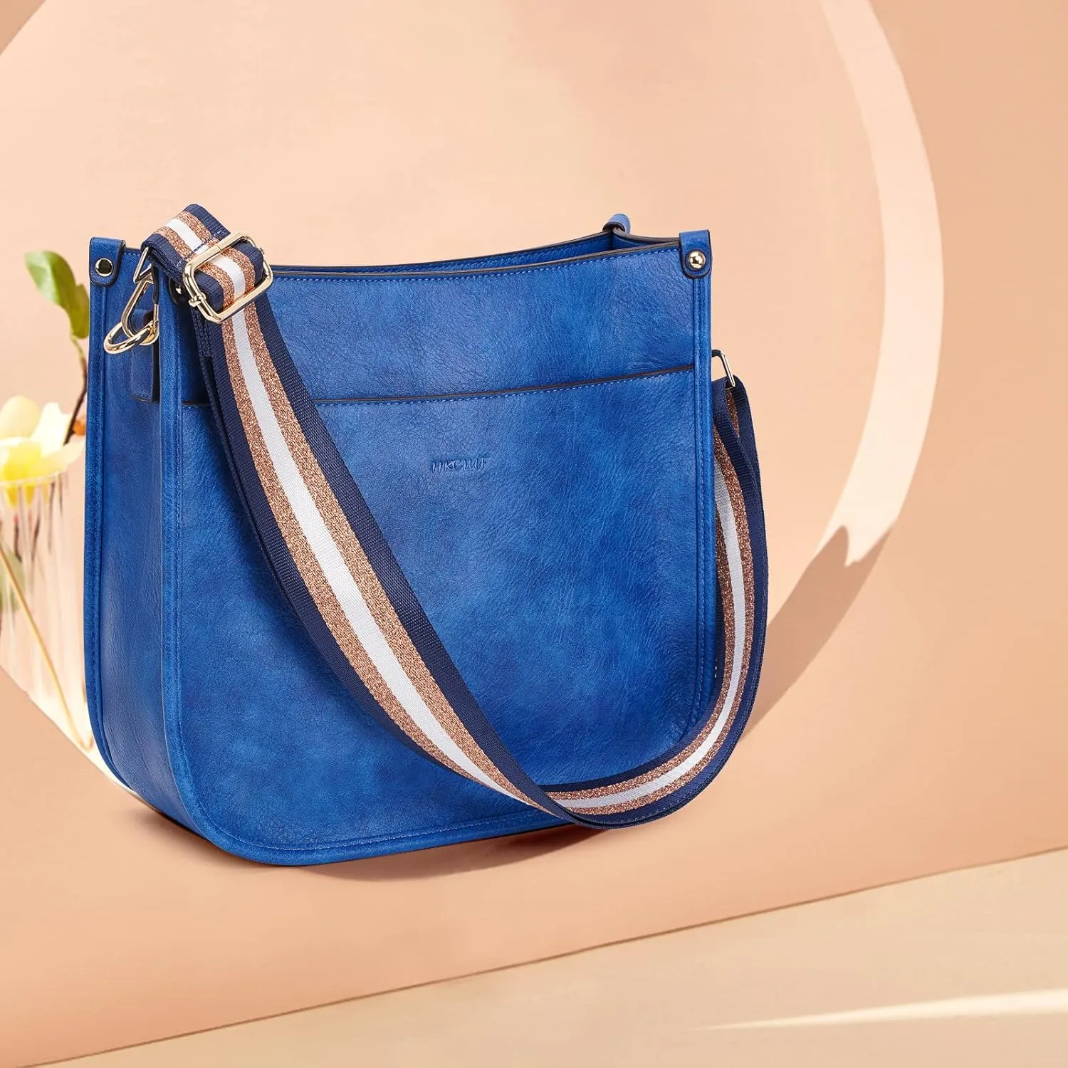 HKCLUF Vegan Leather Crossbody Bags Purse for Women Trendy Tassel Hobo Handbag Women With 2PCS Adjustable Guitar Strap
