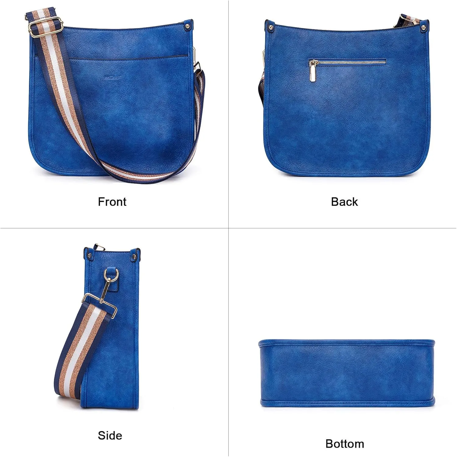 HKCLUF Vegan Leather Crossbody Bags Purse for Women Trendy Tassel Hobo Handbag Women With 2PCS Adjustable Guitar Strap