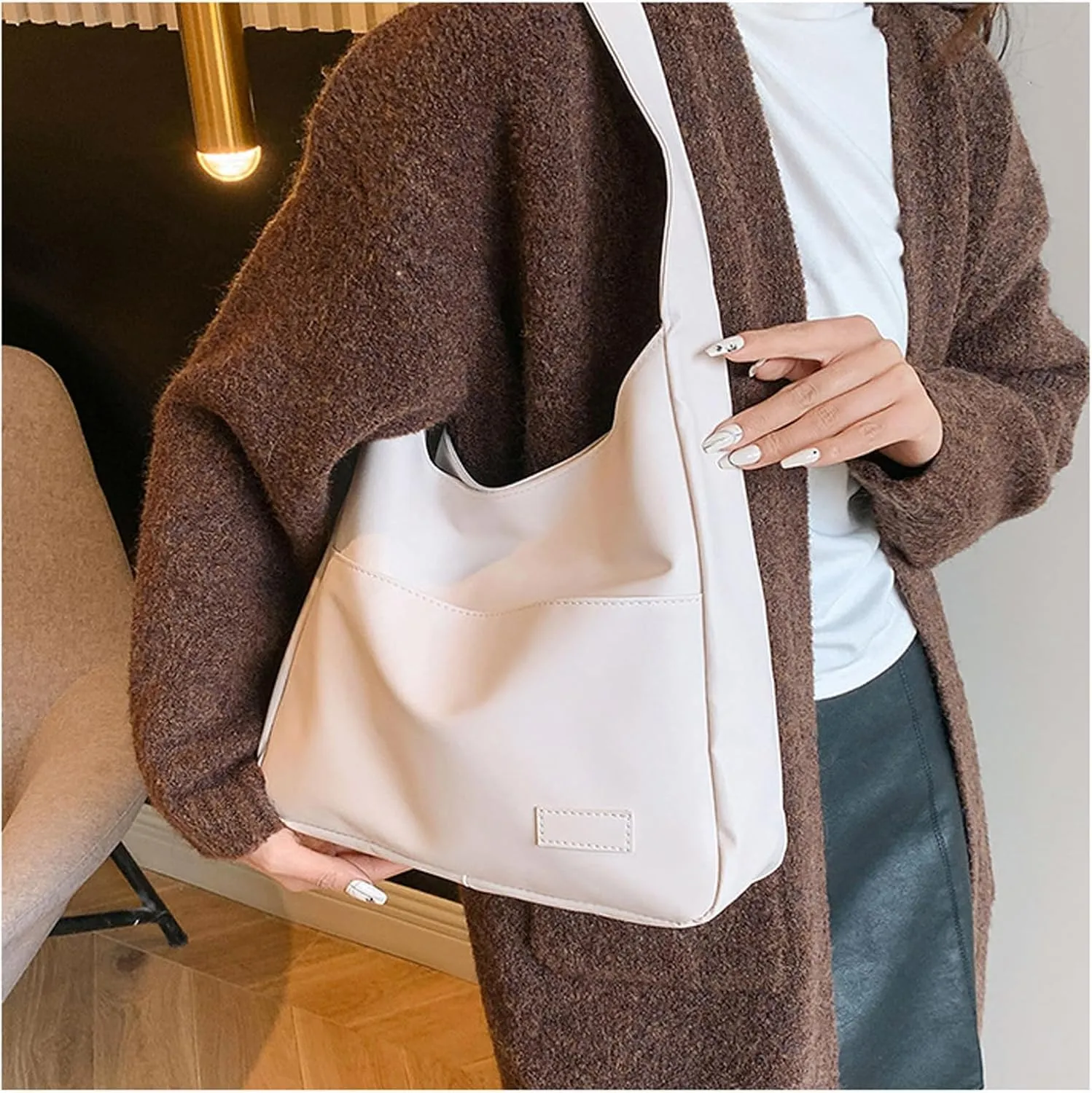 Hobo Bag Women's Fashion Vegetarian Leather Handbag Wallet Casual Trend Large Soft Shoulder Bag