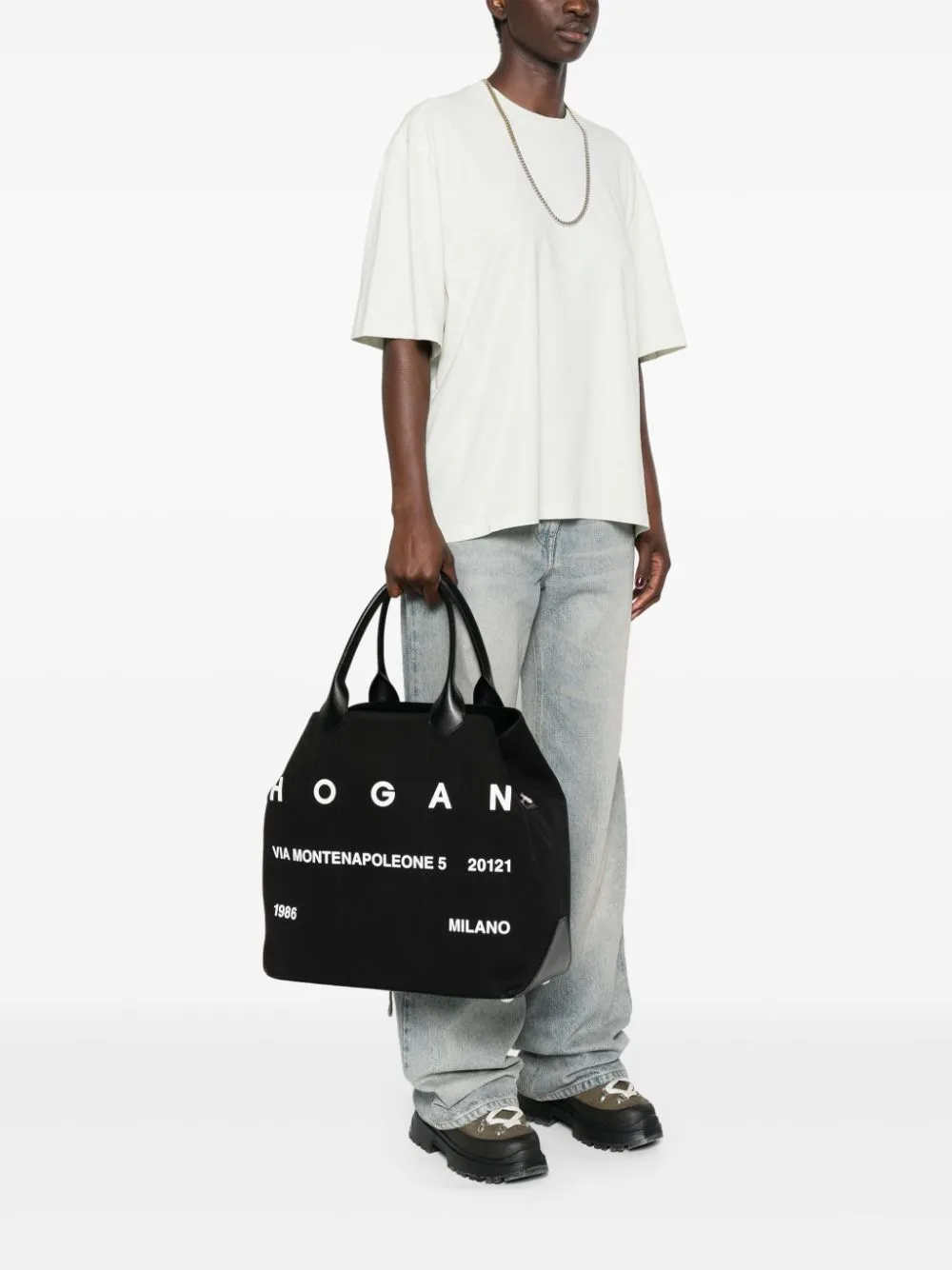 Hogan Pre Script Canvas Large Tote Bag