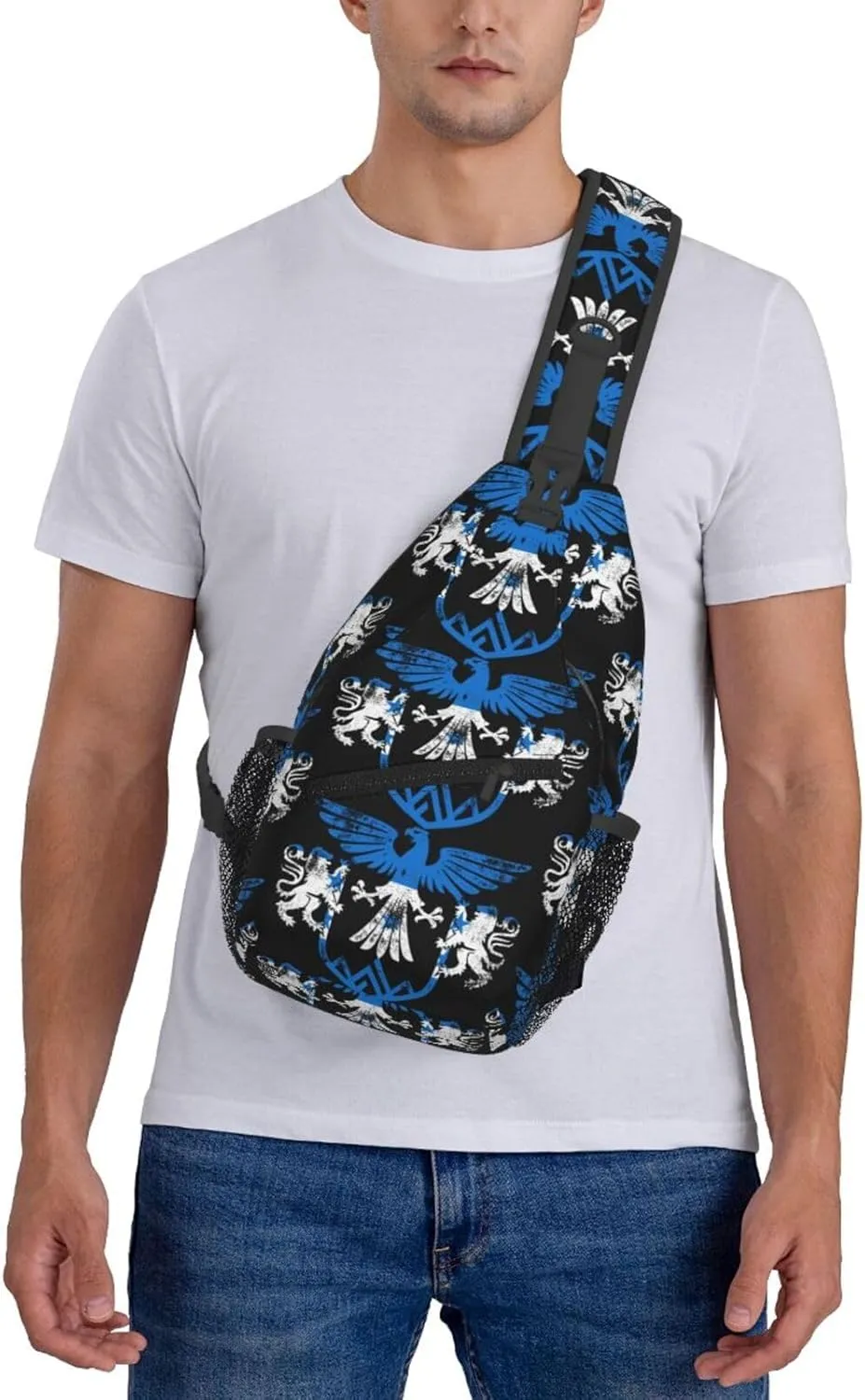 Honduras Flag Eagle Lion Crossbody Bag Cross Chest Bag Adjustable Sling Backpack Sports Gym Shoulder Bags Travel Cycling Daypack Diagonally Casual Rucksack